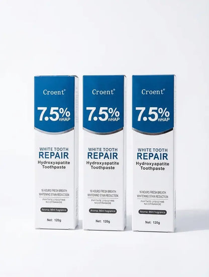 Croent Oral Hydroxyapatite Toothpaste - 7.5% NHAP Formula for Enamel Repair & Whitening, Lysozyme & Nicotinamide for Gum Health, No Fluoride, 120g