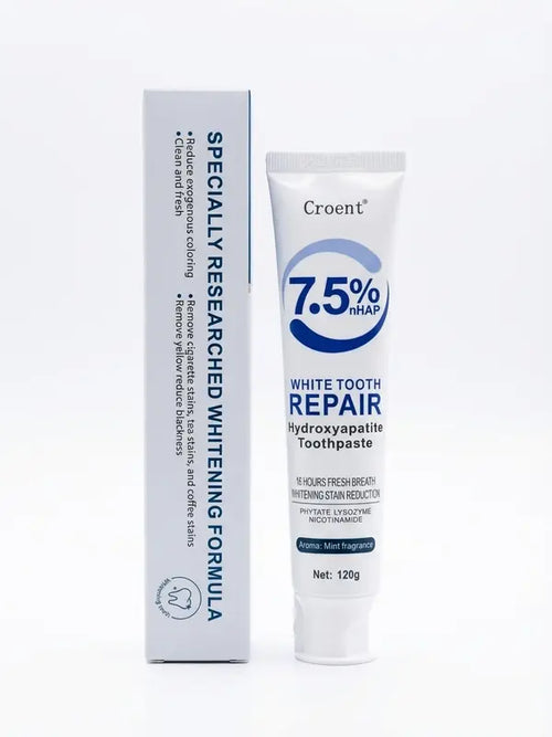 Croent Oral Hydroxyapatite Toothpaste - 7.5% NHAP Formula for Enamel Repair & Whitening, Lysozyme & Nicotinamide for Gum Health, No Fluoride, 120g